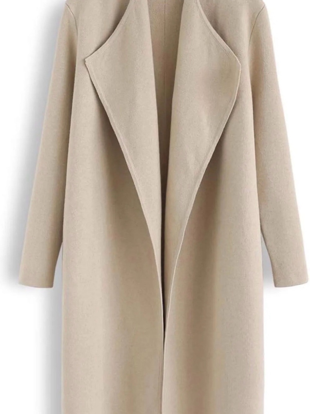 Chicwish Long Open-Front Coat in Beige